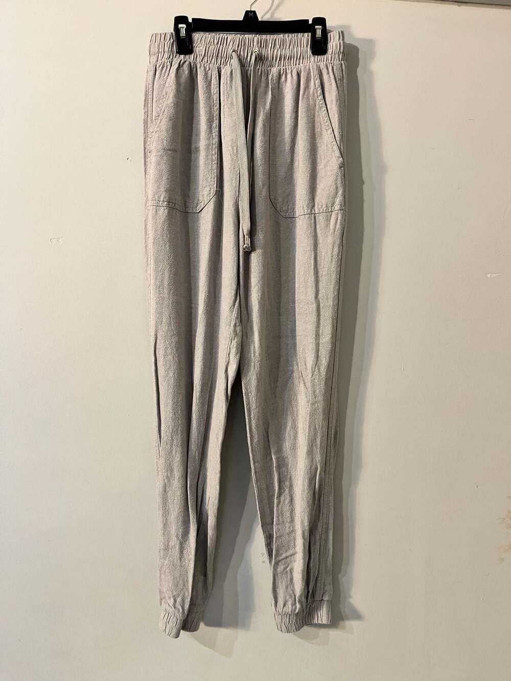 Streetwear Society Women's Gray Linen Blend Drawstring Jogger pants  010-054